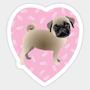 Pug Dog Pink Heart Sticker